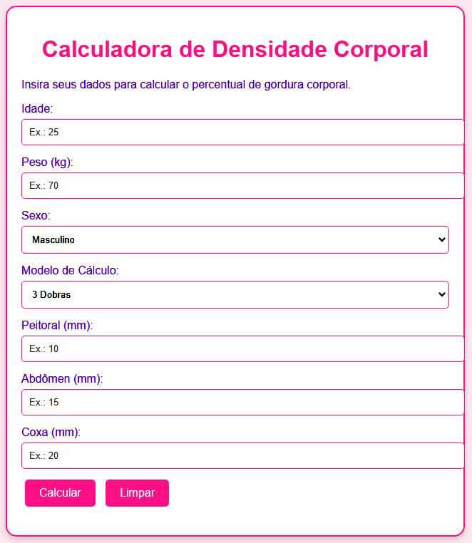 Calculadora de Densidade Corporal