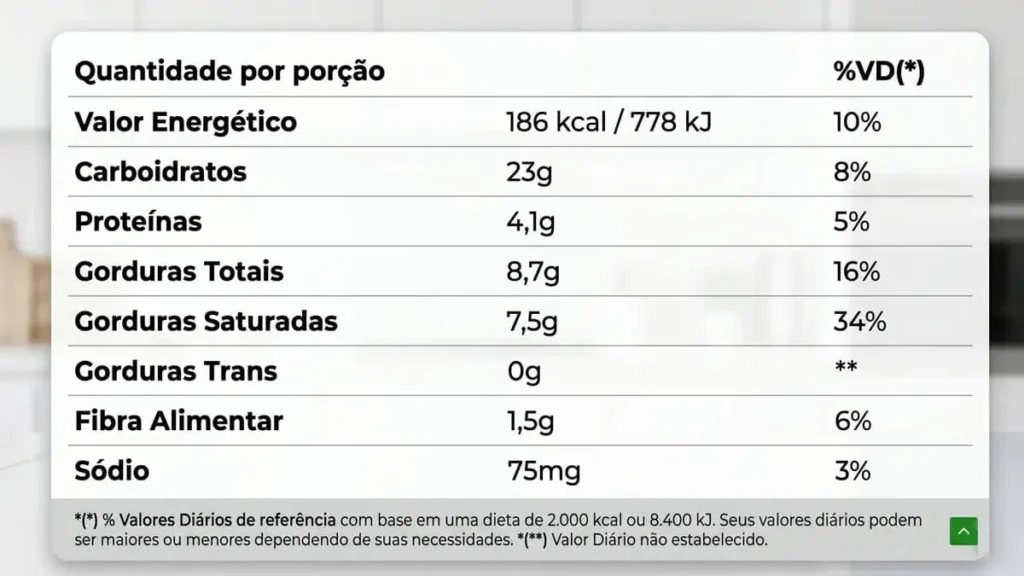 Tabela nutricional do cuscuz de tapioca fit